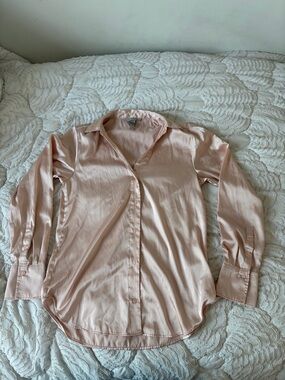 H&M Peach Satin Button-Down Blouse
